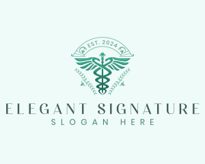 Elegant Health Caduceus logo design