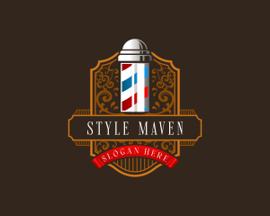 Barbershop Pole Grooming logo design