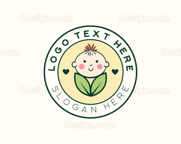 Cute Leaf Baby Logo