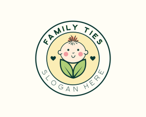 Cute Leaf Baby logo design