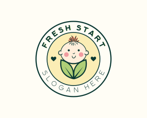 Cute Leaf Baby logo design