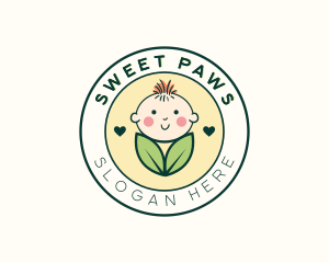 Cute Leaf Baby logo design