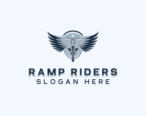 Motorbike Rider Wings logo design