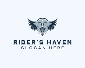 Motorbike Rider Wings logo design