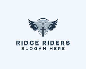 Motorbike Rider Wings logo design