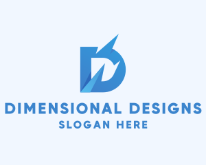 Blue 3D Letter D logo design