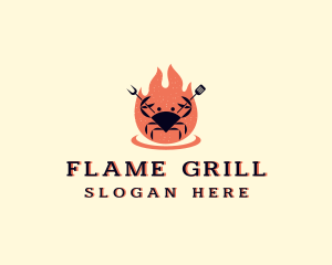 Crab Barbecue Grill logo design