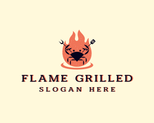 Crab Barbecue Grill logo design