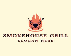 Crab Barbecue Grill logo design