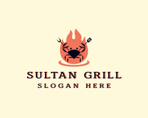 Crab Barbecue Grill logo design