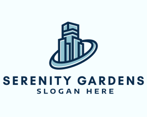 Blue Apartment Building logo design