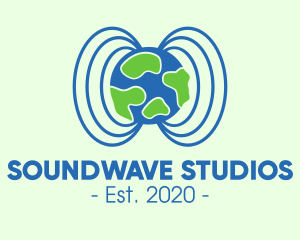 Plant Earth Soundwave Globe logo design