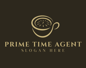 Coffee Cup Clock logo design