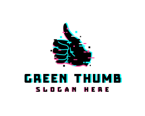 Thumbs Up Glitch logo design