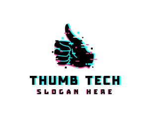 Thumbs Up Glitch logo design