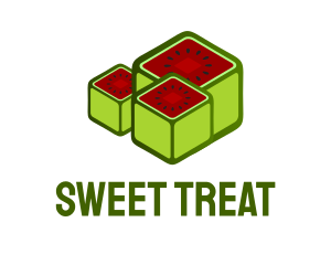 Watermelon Fruit Cubes logo design