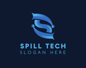 Blue Tech Letter S logo design