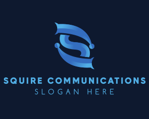 Blue Tech Letter S logo design