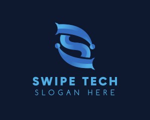 Blue Tech Letter S logo design