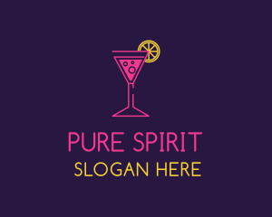 Neon Lemon Cocktail Glass logo design