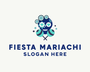 Romantic Skull Maracas logo design