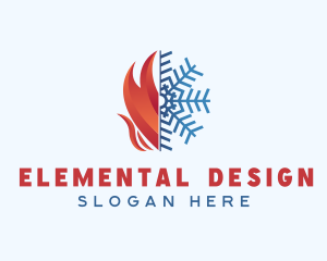 Fire Snowflake Element logo design