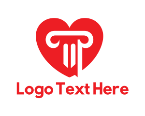 Column - Red Heart Column logo design