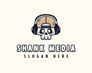 Skull Media Headset logo design