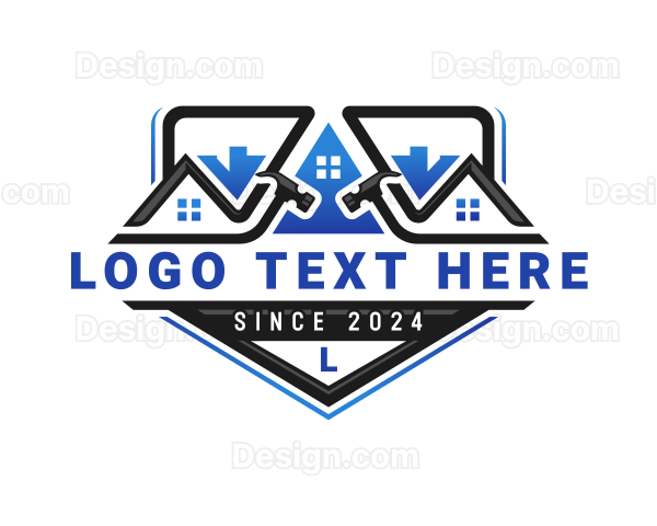 Construction Roofing Hammer Logo