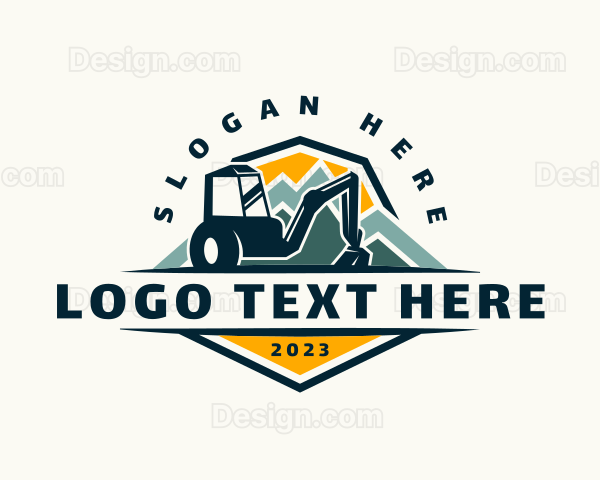 Backhoe Construction Mountain Logo