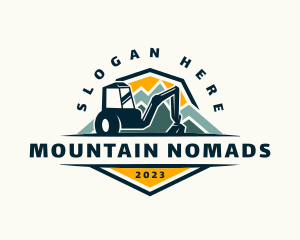 Backhoe Construction Mountain logo design