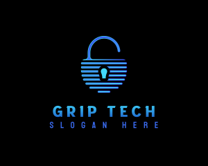 Padlock Security Tech logo design