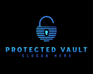 Padlock Security Tech logo design