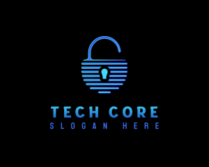 Padlock Security Tech logo design