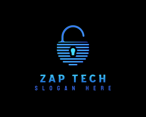 Padlock Security Tech logo design