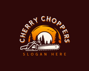 Sunset Forest Chainsaw  logo design