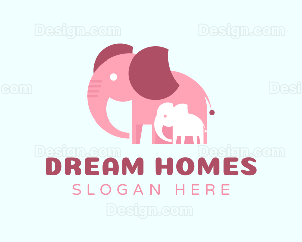 Lovely Elephant Family Logo