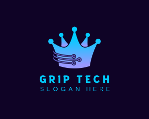 Tech Circuit Crown  logo design