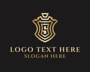 Shield - Gold Shield Letter S logo design