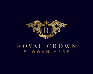 Shield Pegasus Crown logo
