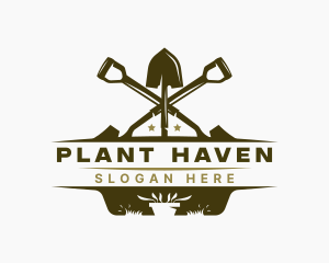 Shovel Landscaping Planting logo design