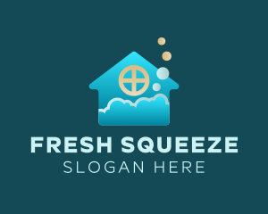 Blue House Bubble Cleaning logo design