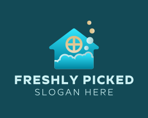 Blue House Bubble Cleaning logo design