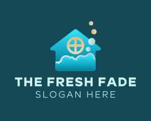 Blue House Bubble Cleaning logo design