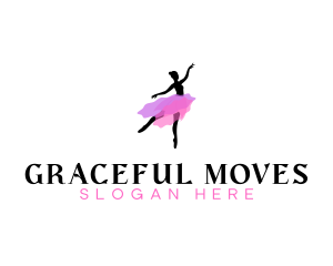 Dancing Ballerina Woman logo design