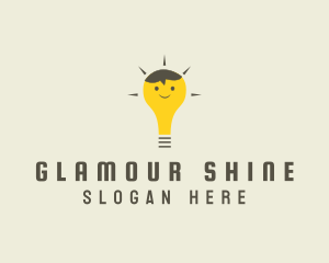 Shining Happy Bulb  logo design