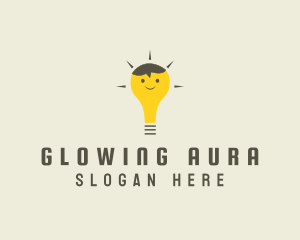 Shining Happy Bulb  logo design