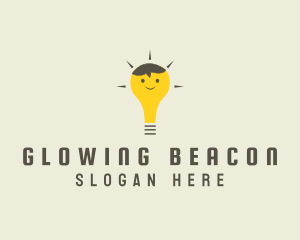 Shining Happy Bulb  logo design