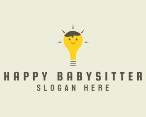 Shining Happy Bulb  logo design