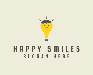 Shining Happy Bulb  logo design